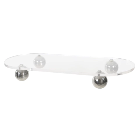 Bandeja Flutuante Prata e Acrílico 5X40X16cm