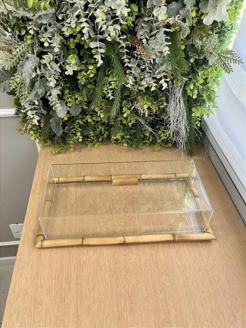 Bandeja Retangular Bambu G com Tampa