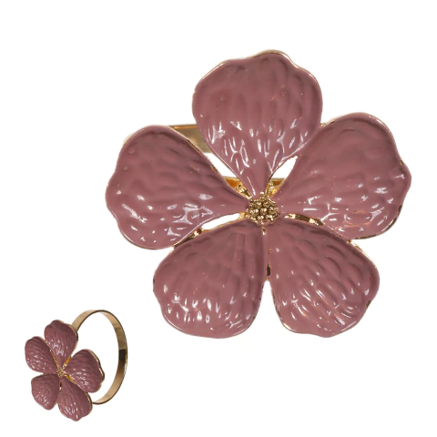 Porta Guardanapo Floral Chique Rosa e Dourado