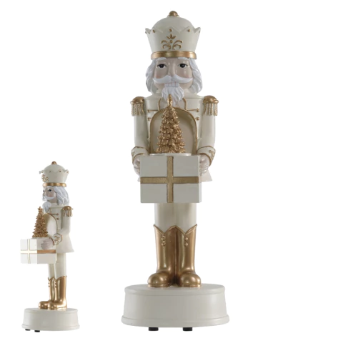 Quebra-Nozes Real Branco e Dourado C/Som e Movimento 32,2X11cm