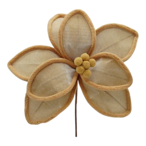 Flor de Natal Aveludada Champagne 30cm