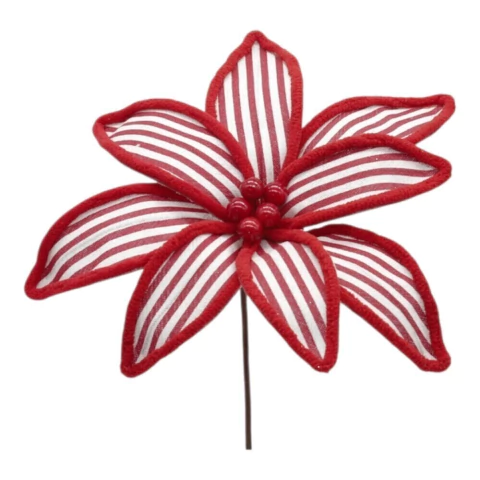 Flor de Natal Alegria Listrada 30cm