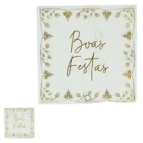 Guardanapo Boas Festas Dourado Papel 20UN - comprar online