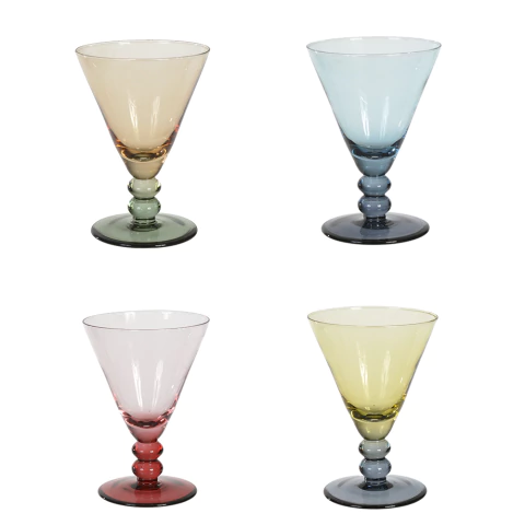 Kit 4 Taças P/Água Coloridas Bolha Essência 210ml