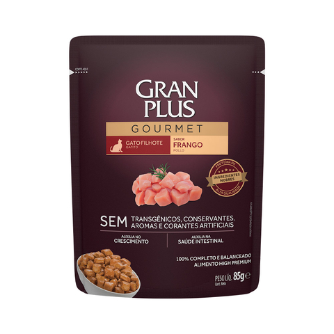 Ração Úmida GranPlus Gourmet Sachê para Gatos Filhotes Sabor Frango 85g