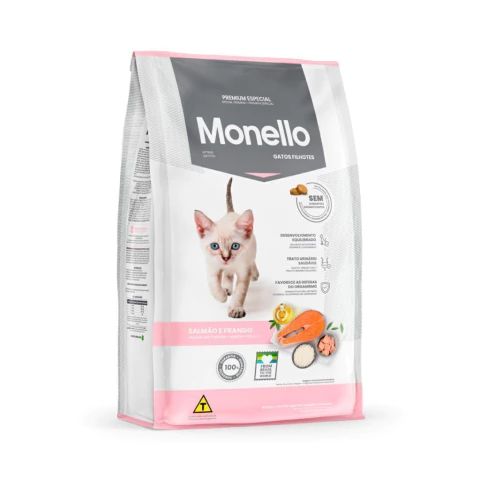 Ração Monello para Gatos Filhotes Sabor Salmão e Frango 1kg