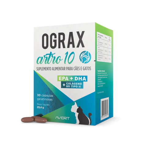 Ograx Artro 10 para Cães e Gatos Avert 30 cápsulas