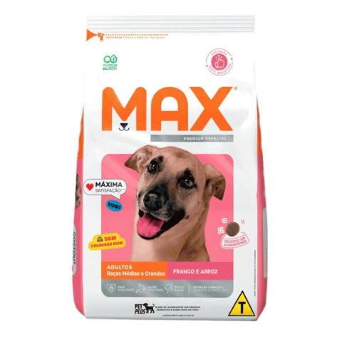 Ração Max para Cães Adultos de Porte Médio e Grande Sabor Frango e Arroz 20kg