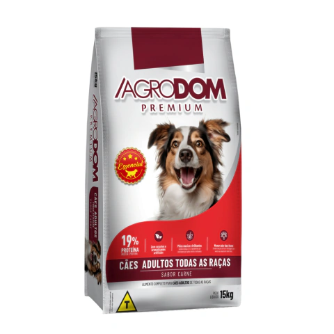 Ração Seca Agrodom Premium Essencial para Cães Adultos Todas as Raças Sabor Carne 15kg