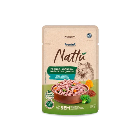Ração Úmida Premier Nattu para Cães Adultos Sabor Frango, Abóbora, Brócolis e Quinoa 85g