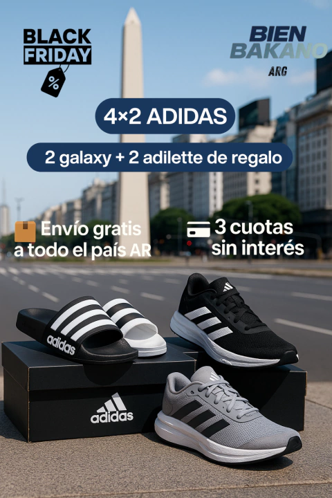 Combo 2 pares zapatillas Galaxy + 2 pares adilette de regalo. - comprar online