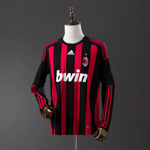 Camisa Manga Longa Retrô Milan I 2008/09 - Vermelho e Preto