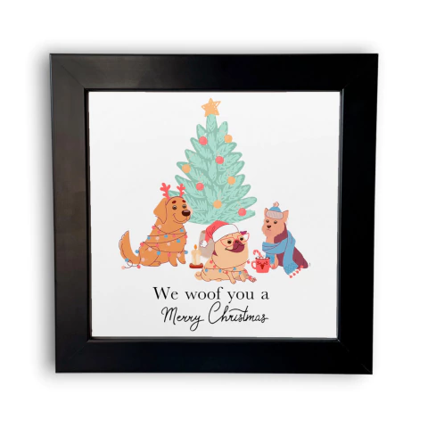 Azulejo Decorativo de Cachorrinhos | We woof you a Merry Christmas | Decoração Natalina - comprar online