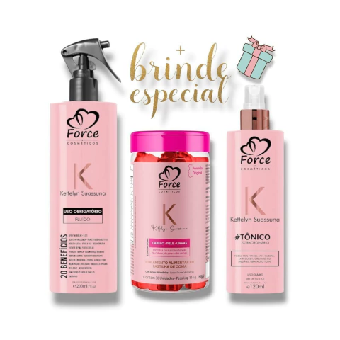 KIT COLAB KETTELYN SUASSUNA TÔNICO + FLUÍDO + GOMINHAS - comprar online