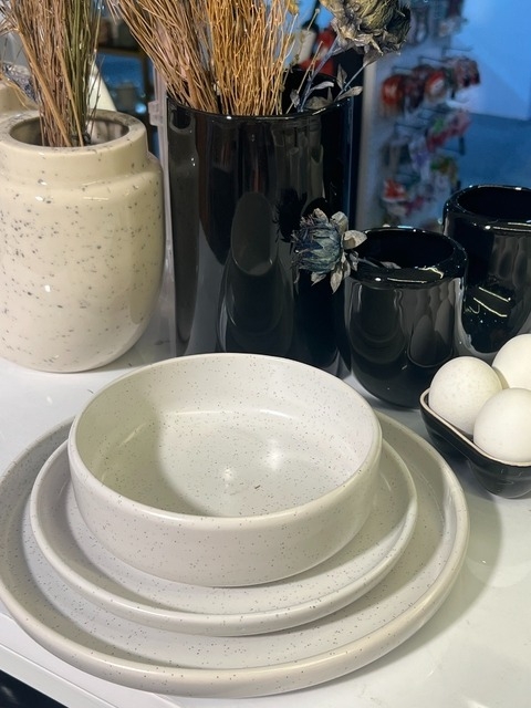 Plato postre blanco jaspeado 20cm - comprar online