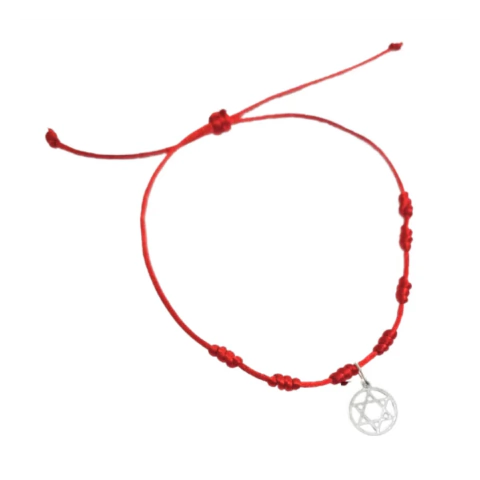 Pulseira Vermelha com 7 Nós e Magen David - Proteção e Identidade - comprar online