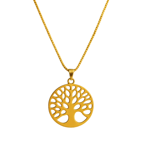 Colar Árvore da Vida Redondo G - Banhado Ouro 18K - comprar online