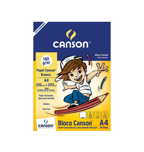 BLOCO DESENHO A4 140G/M BC 20FL F.CANSON