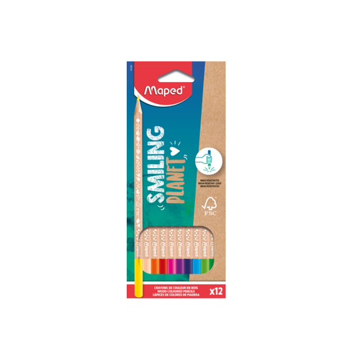 LAPIS DE COR 12 CORES SMILING PLANET