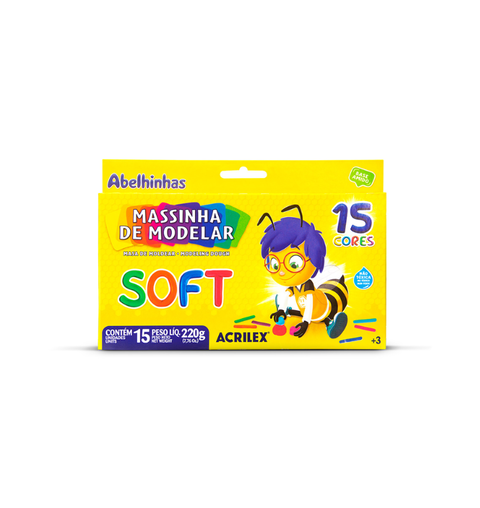 MASSA MODELAR SOFT 15 CORES 220G ACRILEX