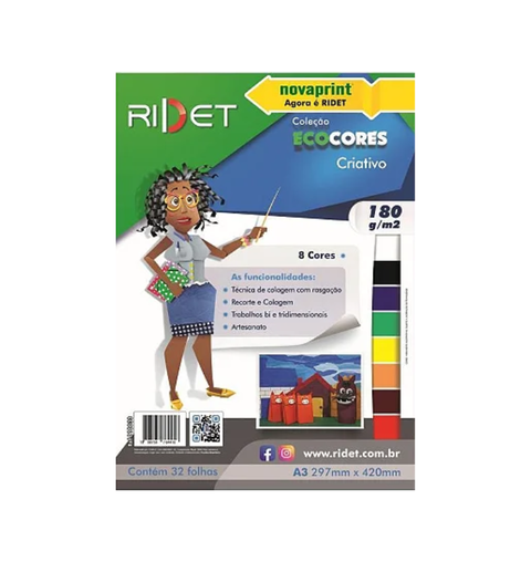 PAPEL CRIATIVO ECOCOR 180G A3 32FL RIDET