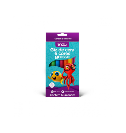 GIZ DE CERA 6 CORES GROSSO ONDA