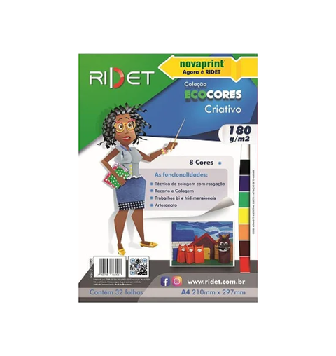 PAPEL CRIATIVO ECOCOR 180G A4 32FL RIDET