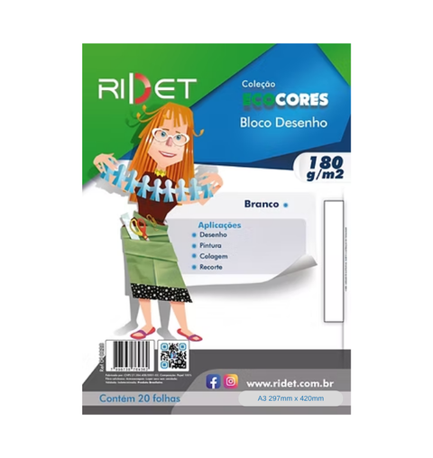 BLOCO DESENHO A3 180G/M 20FLS BC RIDET