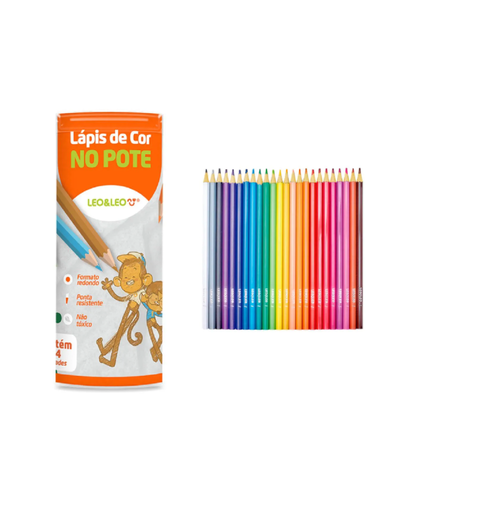 LAPIS DE COR NO POTE 24 CORES REDOND LEO