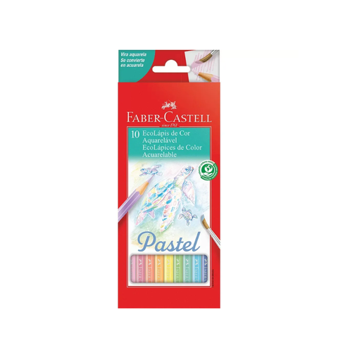 LAPIS DE COR 10 CORES PASTEIS AQUARELA