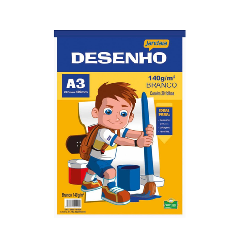 BLOCO DESENHO A3 140G/M 20FLS BC JANDAIA