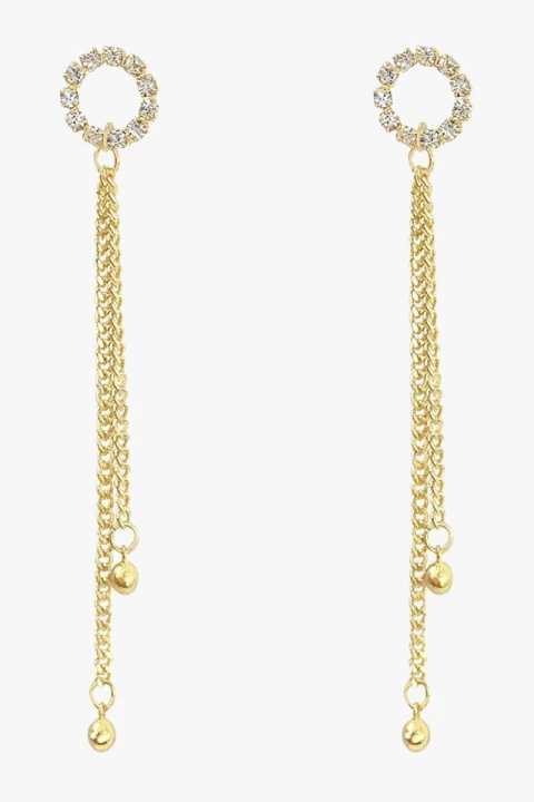 brinco longo dourado brinco comprido dourado com strass brinco comprido com brilho