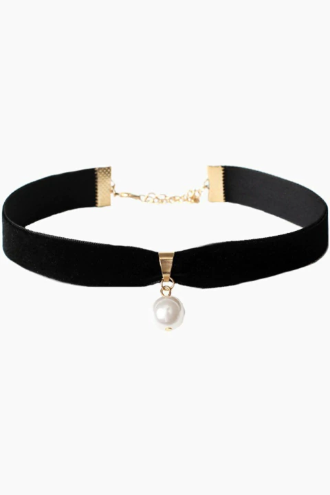 Choker Preto Com Pingente Pérola - comprar online