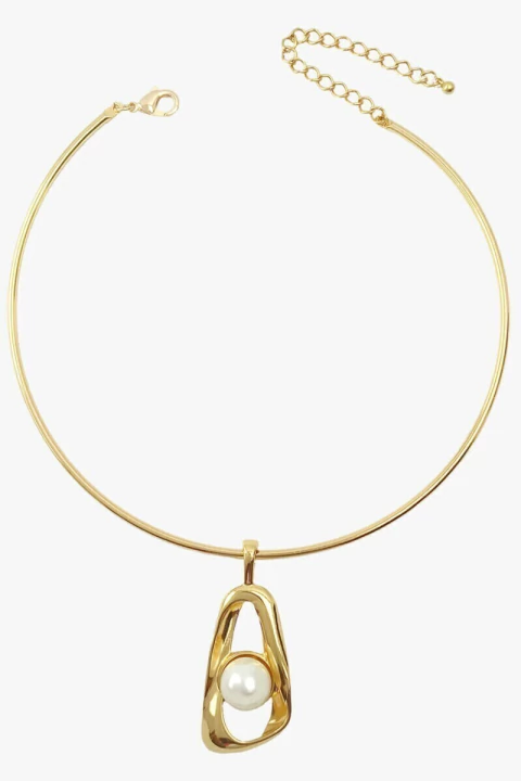 Colar Com Aro Dourado Pingente Com Pérola - comprar online