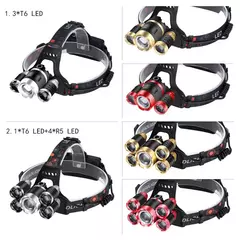 Linterna frontal LED con ZOOM de altos lúmenes, linterna frontal LED T6, linterna frontal, batería 18650 para acampar y pescar en internet