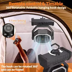 Ventilador de Camping con batería de alta capacidad, circuladores de aire inalámbricos móviles, luz LED, con gancho, 20000mAh