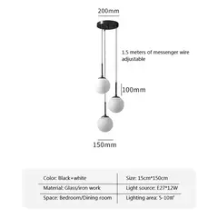 Lámpara colgante de bola de cristal LED, luces de araña nórdicas para el hogar