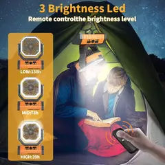 Ventilador de Camping con batería de alta capacidad, circuladores de aire inalámbricos móviles, luz LED, con gancho, 20000mAh - comprar en línea