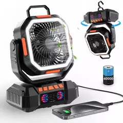 Ventilador eléctrico 3 en 1, ventilador de Camping recargable de 40000mAh