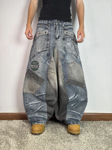 Ultra Baggy Jeans Stretch Y2K - Upcycling