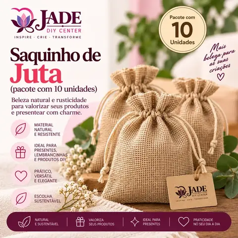 Saquinho de juta 9x12 cm (pacote com 10 unidades)