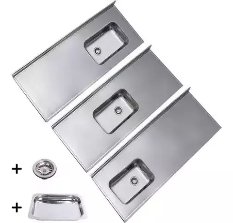 Mesada 200cm Bacha Simple De Acero Inoxidable Grueso - 100% Calidad + Asadera De Acero Profesional De Regalo - comprar online