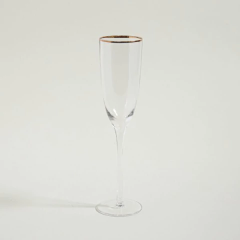 Set x6 Copa de Vidrio Champagne Borde Dorado 150ml 10,2cm - comprar online