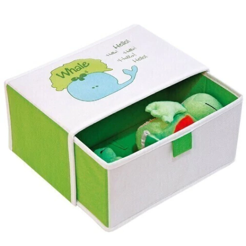 Caja de Tela Color Verde "Whale" 30x30x16cm - comprar online