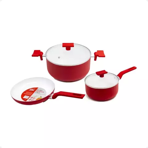 Bateria Set Juego De Ollas De Cocina 5 Piezas Antiadherente