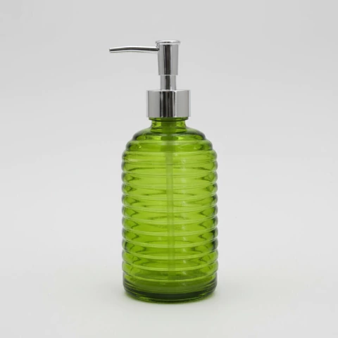 Dispenser Dosificador Vidrio Labrado de Jabon Liquido 19x8cm 400ml - comprar online