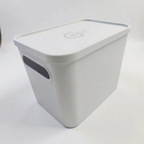 Canasto Organizador Plástico Gris/Blanco 21x17,5x14,5cm - comprar online