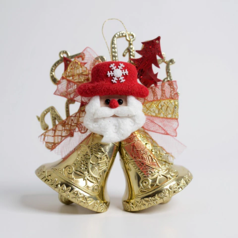 Adorno Feliz Navidad c/2 Campanas y Santa 18cm - comprar online