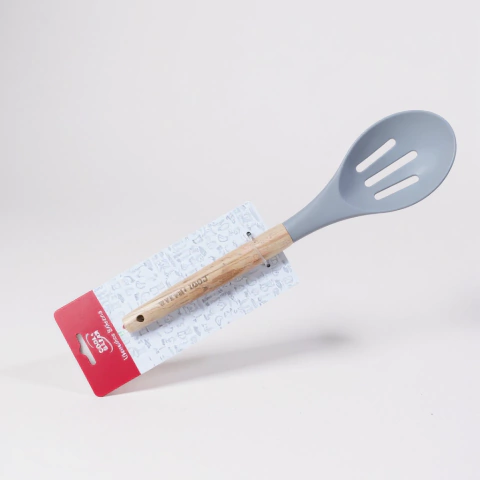 Cuchara Calada Silicona y Madera Línea Premium Cobre Rose - comprar online