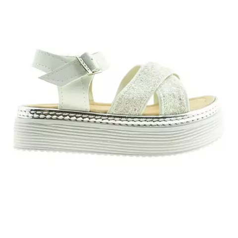 Sandalia con faja cruzada blanca con glitter 30/36 - Bebote - comprar online